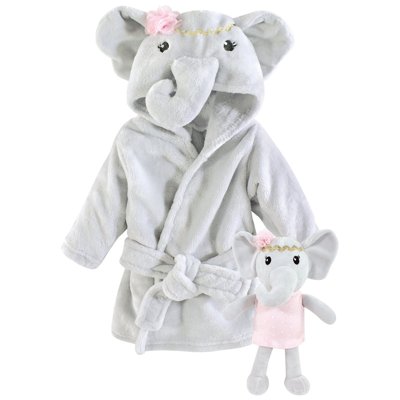 Little Treasure Plush Bathrobe and Toy Set, Blossom Elephant