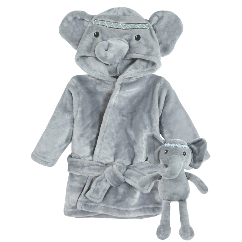 Little Treasure Plush Bathrobe and Toy Set, Tribal Elephant