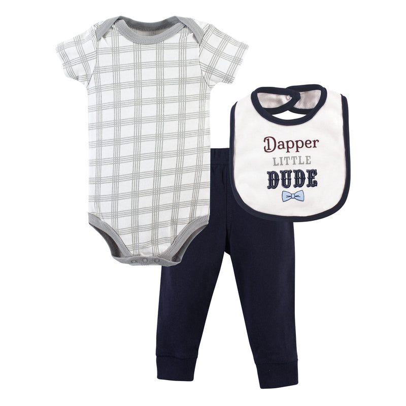 Little Treasure Bodysuit, Pant and Bib, Dapper Dude