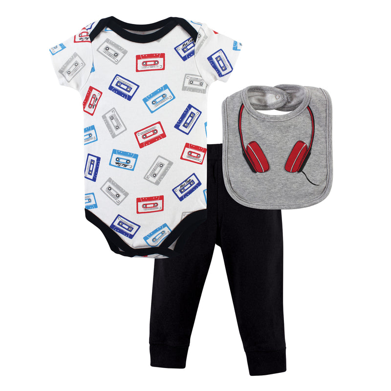 Little Treasure Bodysuit, Pant and Bib, Headphones