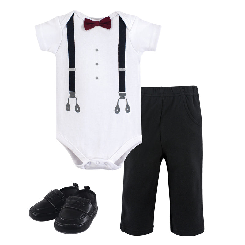 Little Treasure Cotton Bodysuit, Pant and Shoe Set, Man Of Your Dreams