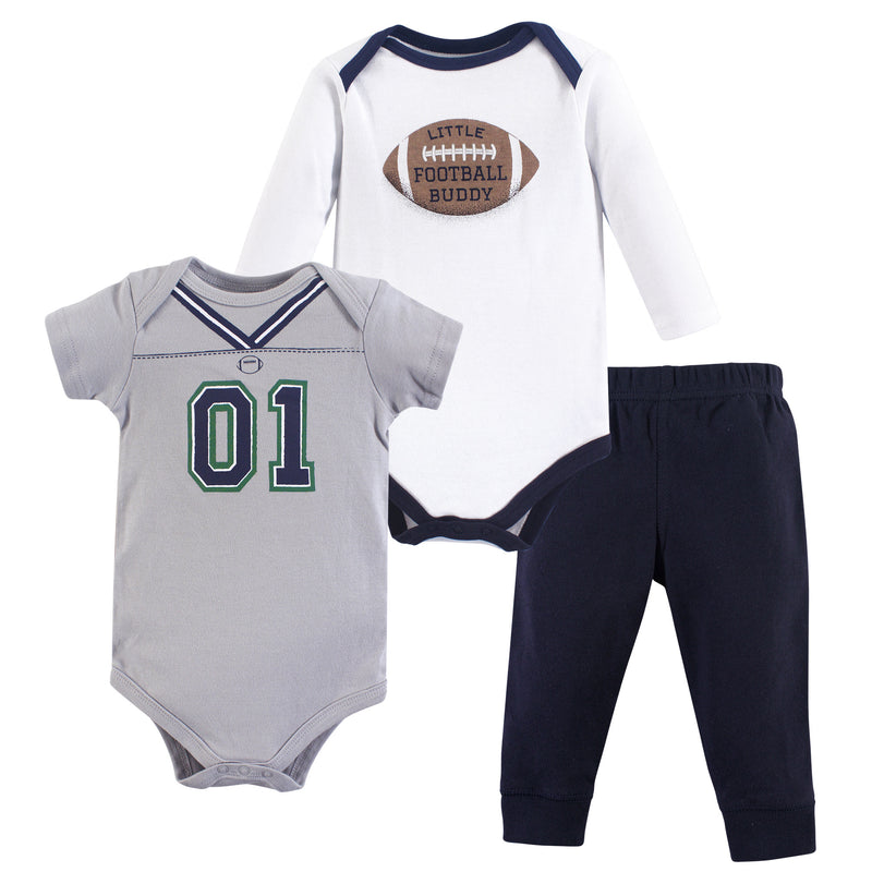 Little Treasure Cotton Bodysuit and Pant Set, Football Season