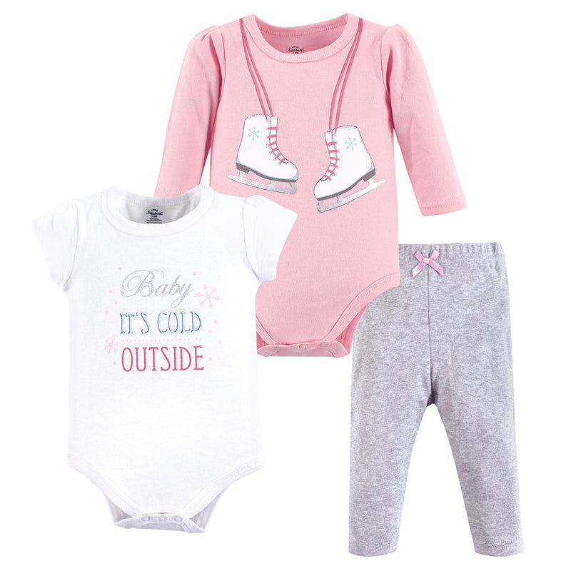 Little Treasure Cotton Bodysuit and Pant Set, Ice Skates