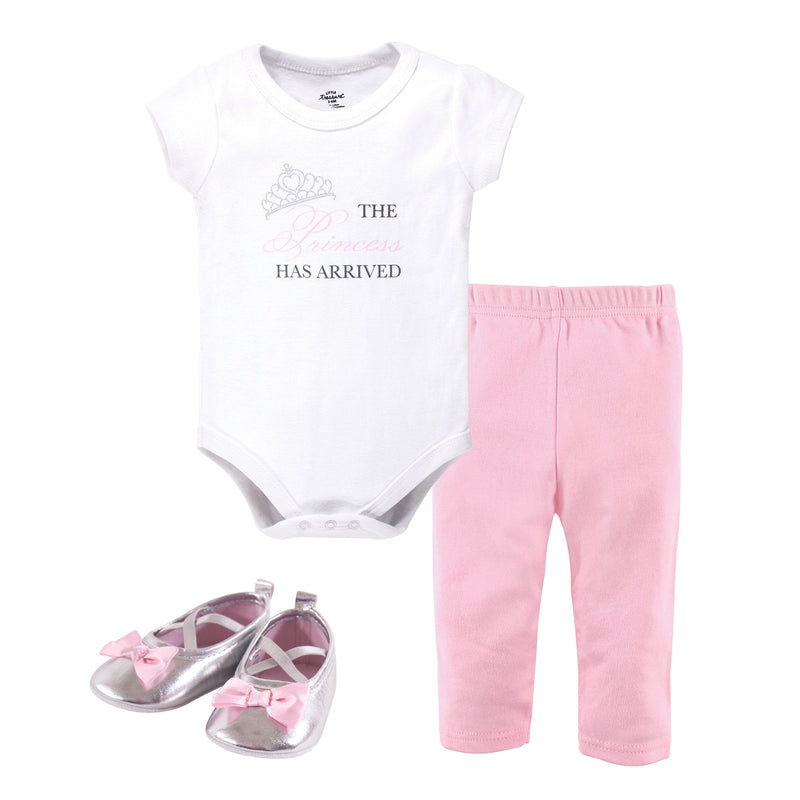 Little Treasure Cotton Bodysuit, Pant and Shoe Set, Princess