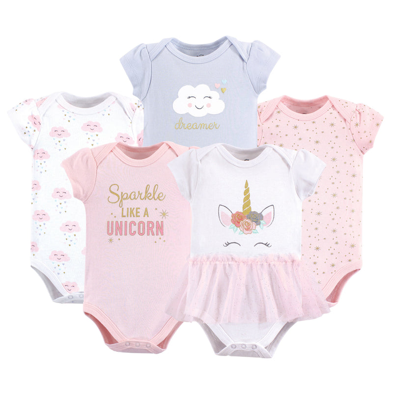 Little Treasure Cotton Bodysuits, Unicorn Short-Sleeve