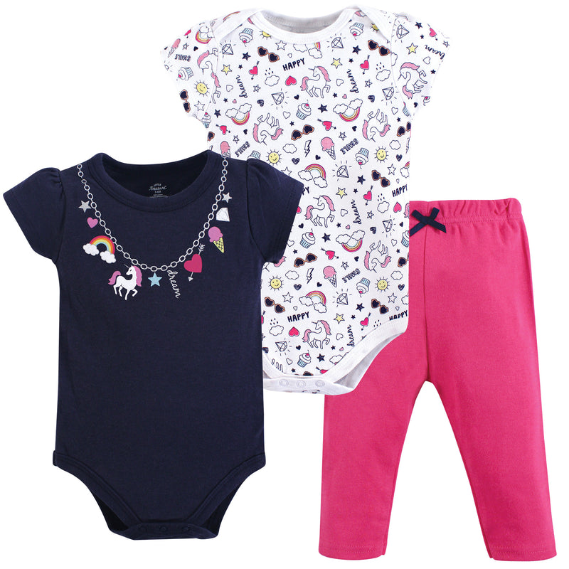 Little Treasure Cotton Bodysuit and Pant Set, Rainbow Charms