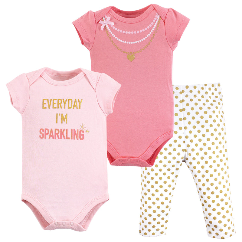 Little Treasure Cotton Bodysuit and Pant Set, Sparkling