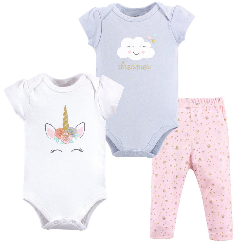 Little Treasure Cotton Bodysuit and Pant Set, Unicorn
