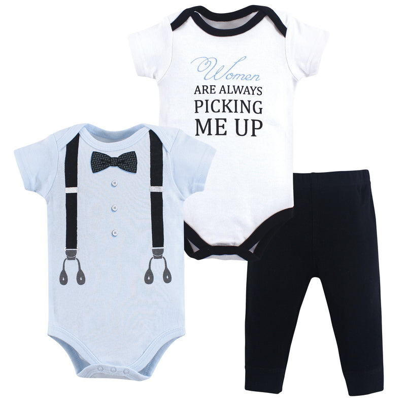 Little Treasure Cotton Bodysuit and Pant Set, Ladies Man