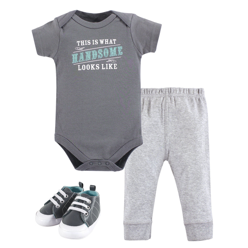 Little Treasure Cotton Bodysuit, Pant and Shoe Set, Handsome
