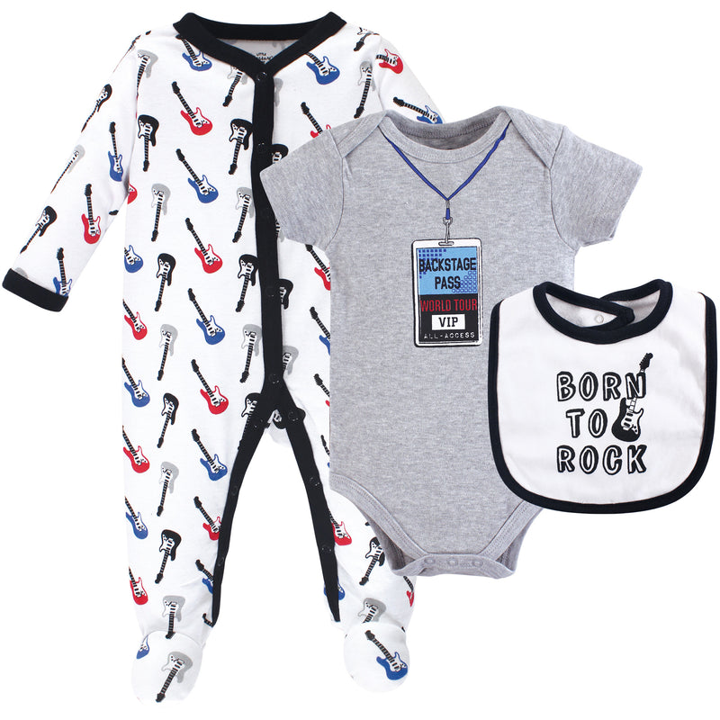 Little Treasure Sleep and Play, Bodysuit and Bib, Born To Rock