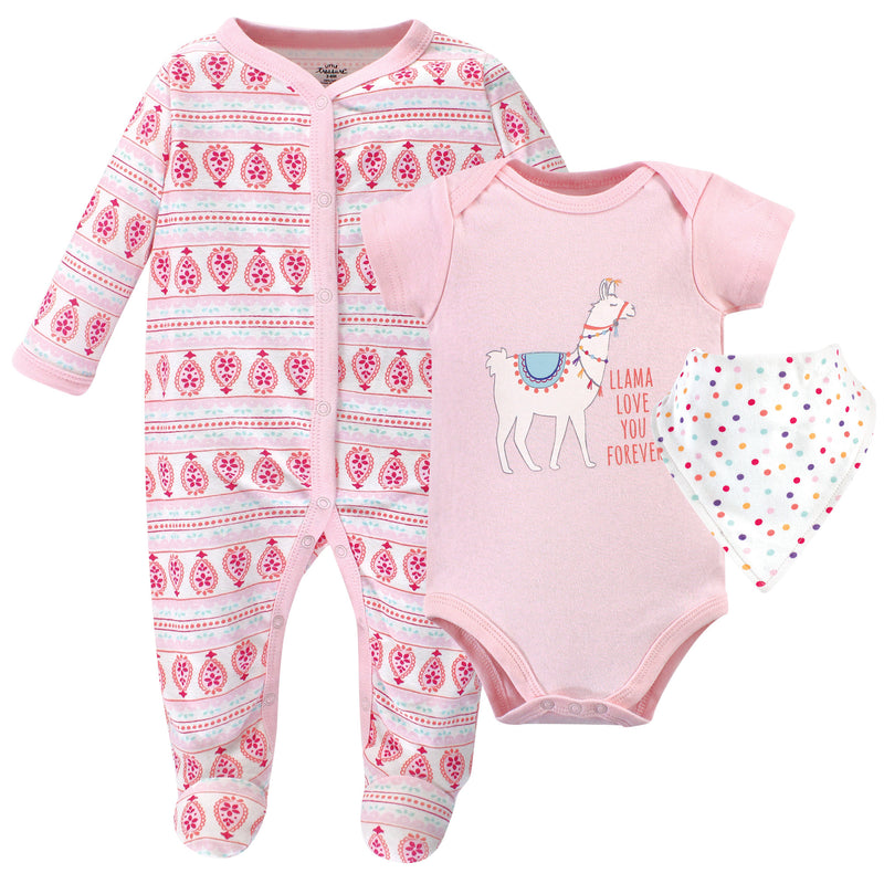 Little Treasure Sleep and Play, Bodysuit and Bib, Llama Love