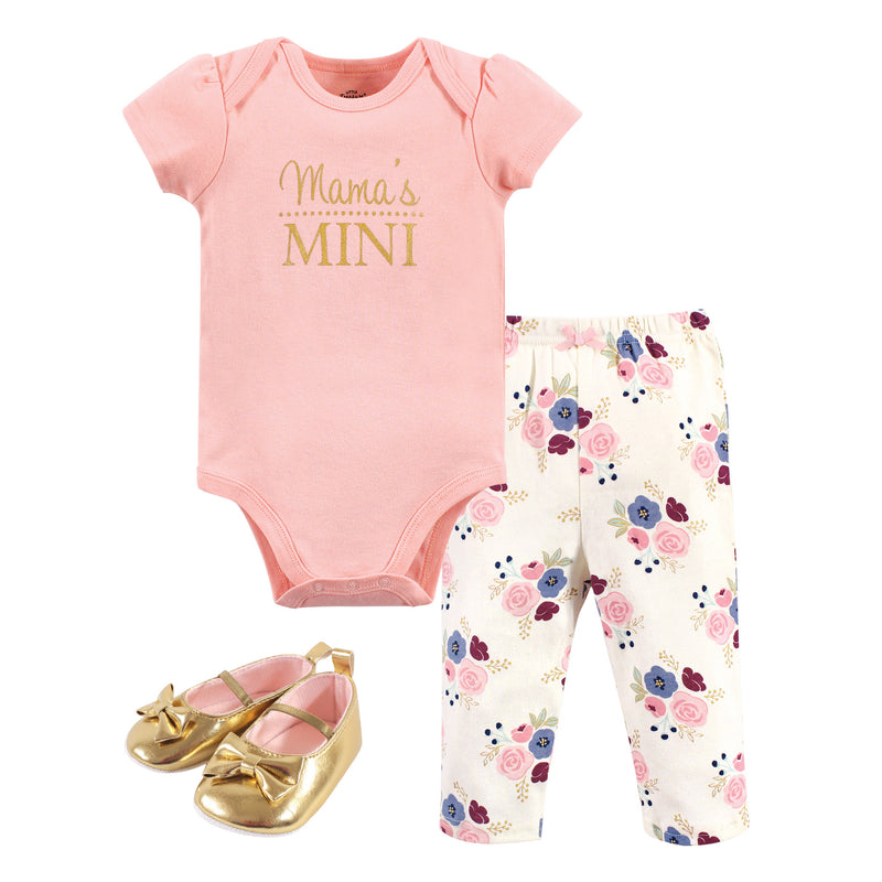 Little Treasure Cotton Bodysuit, Pant and Shoe Set, Mamas Mini