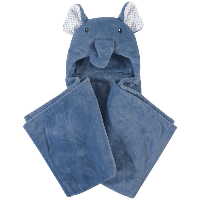 Little Treasure Plush Hooded Blanket, Chevron Elephant