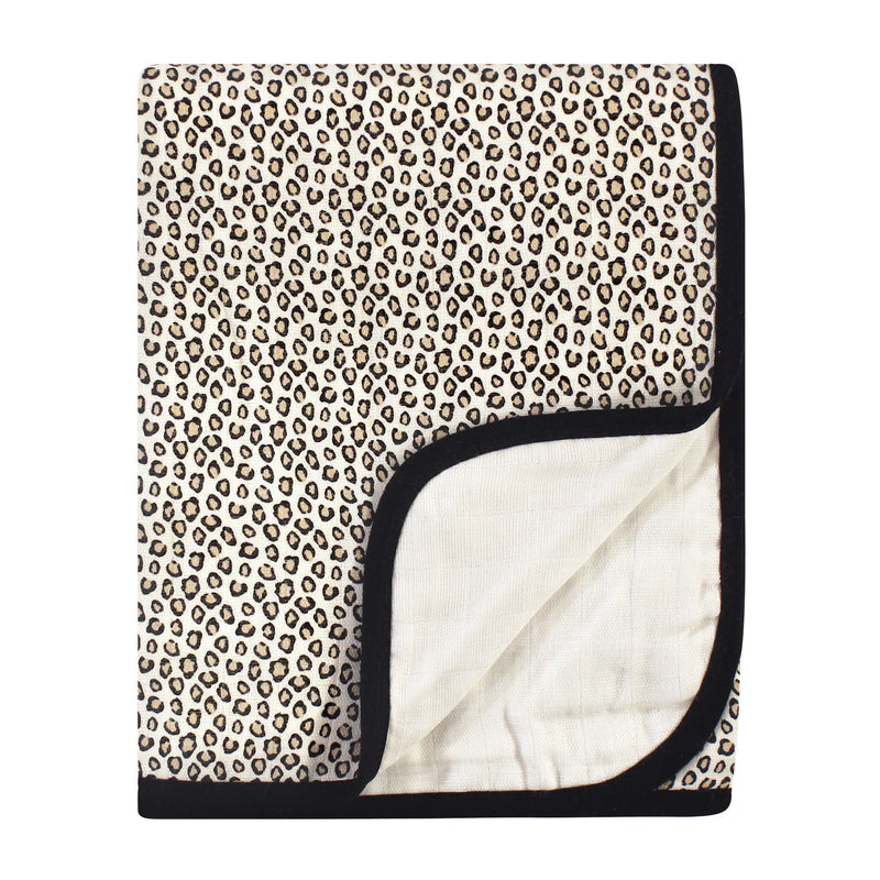 Little Treasure Cotton Muslin Tranquility Quilt Blanket, Leopard