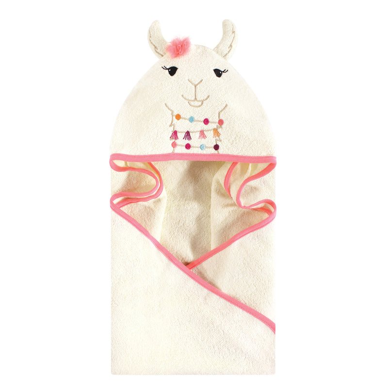 Little Treasure Cotton Animal Face Hooded Towel, Llama