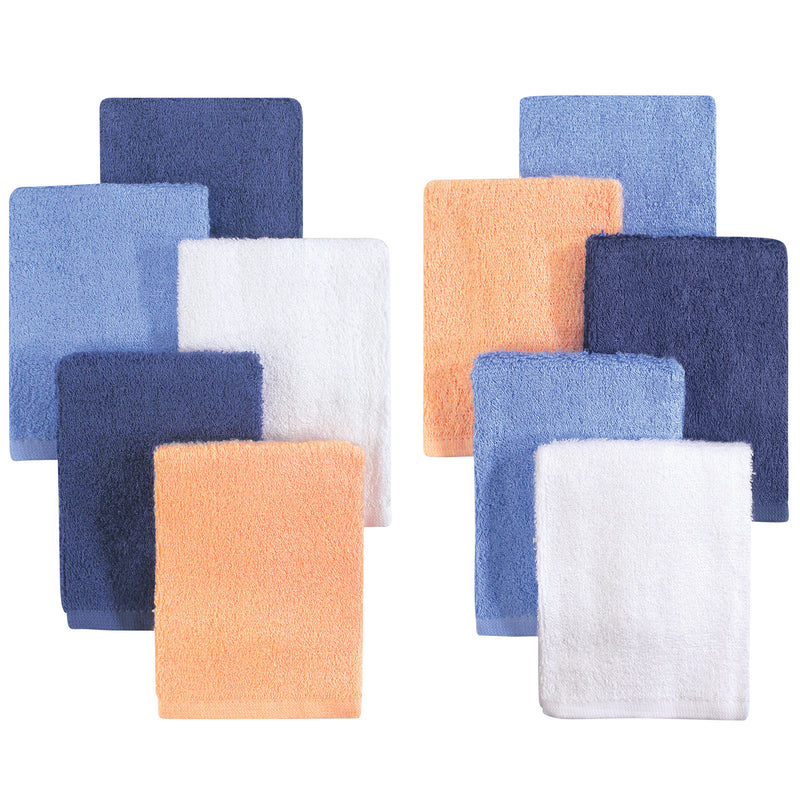 Little Treasure Rayon from Bamboo Luxurious Washcloths, Blue Orange 10-Pack