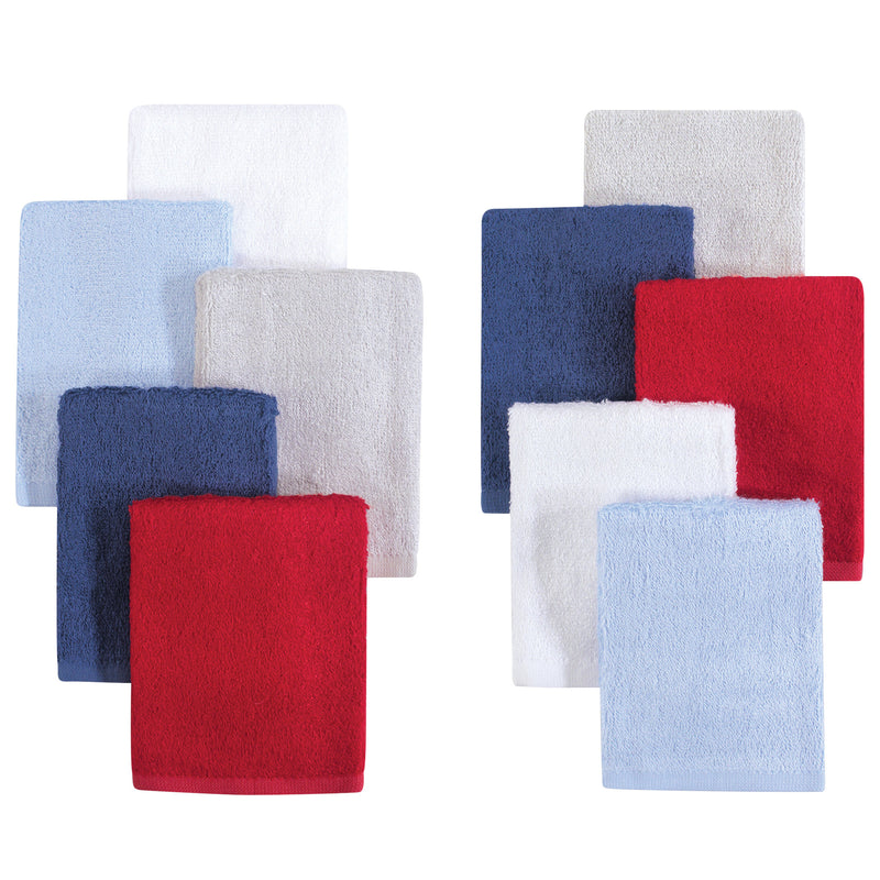 Little Treasure Rayon from Bamboo Luxurious Washcloths, Blue Red 10-Pack