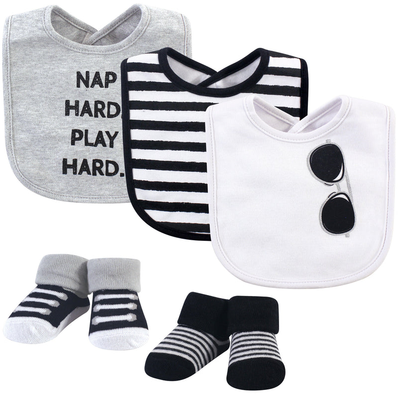 Little Treasure Cotton Bib and Sock Set, Nap Hard