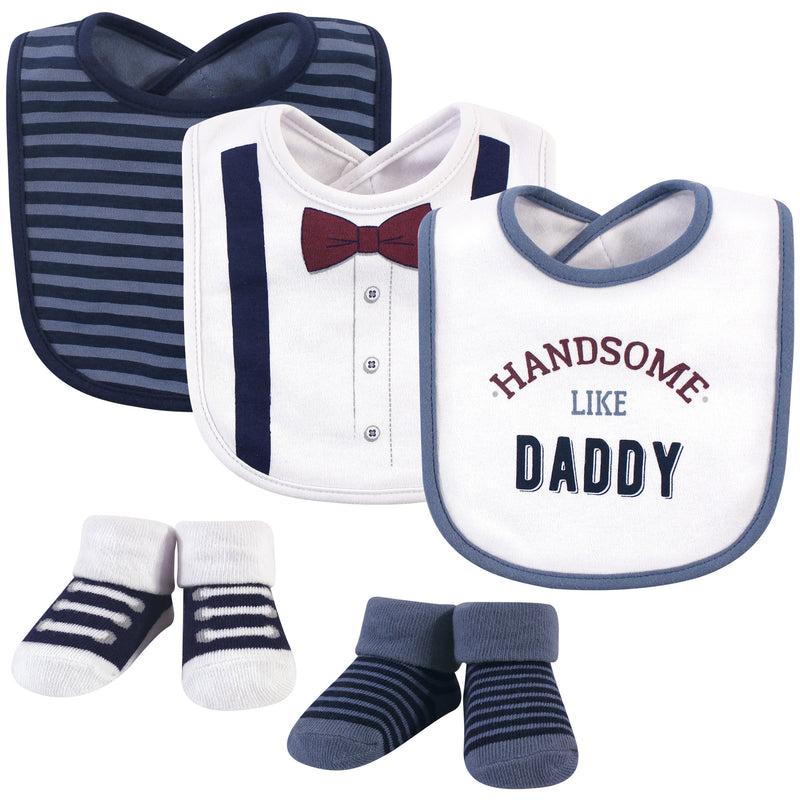 Little Treasure Cotton Bib and Sock Set, Handsome Daddy