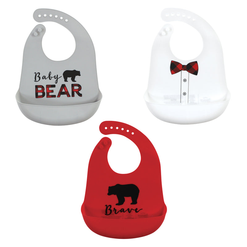 Little Treasure Silicone Bibs, Red Baby Bear