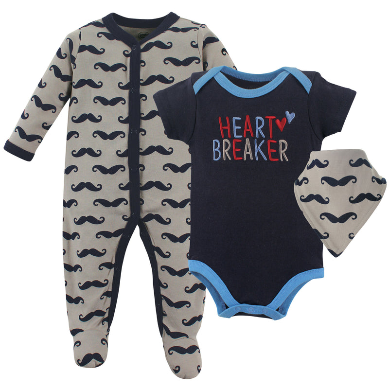 Luvable Friends Sleep and Play, Bodysuit and Bib, Heartbreaker