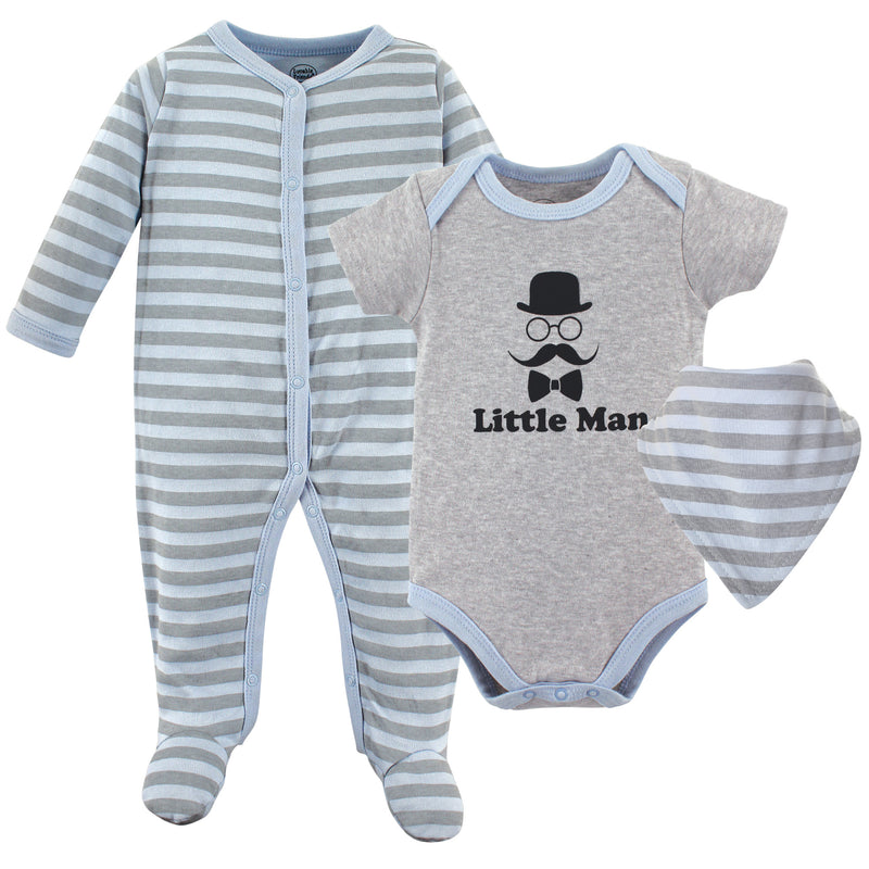 Luvable Friends Sleep and Play, Bodysuit and Bib, Little Man