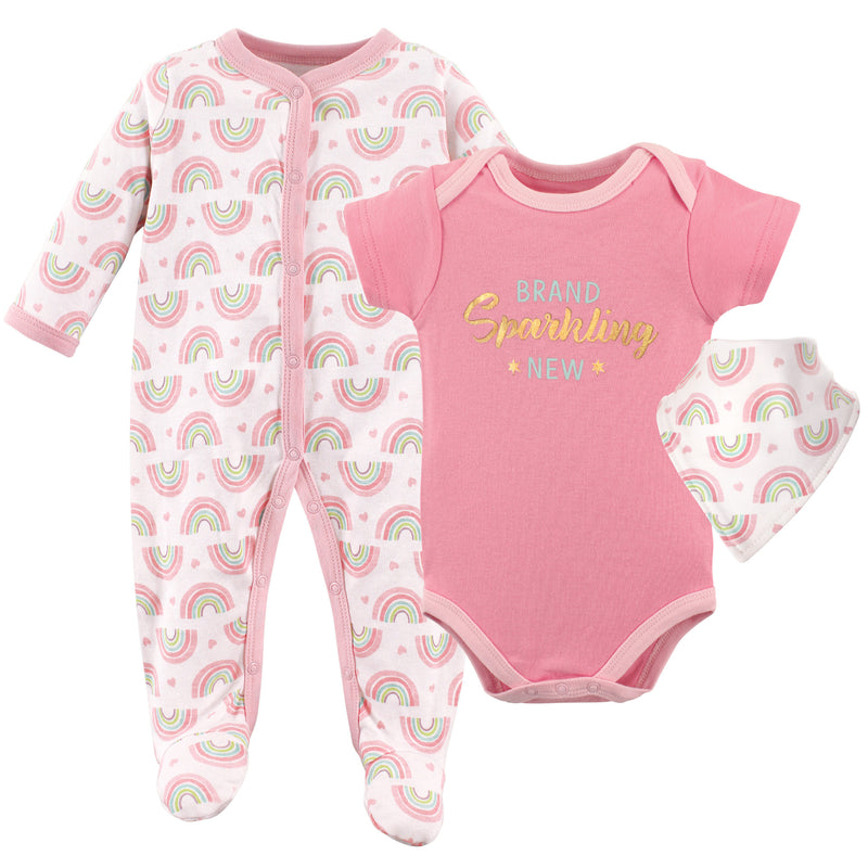 Luvable Friends Sleep and Play, Bodysuit and Bib, Rainbows
