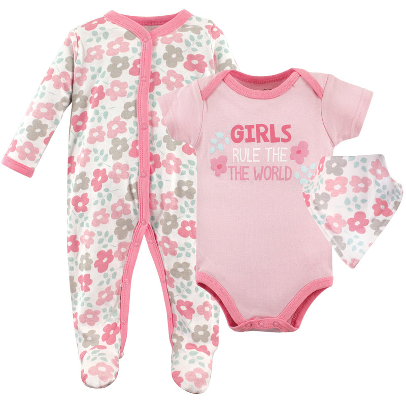 Luvable Friends Sleep and Play, Bodysuit and Bib, Girls Rule