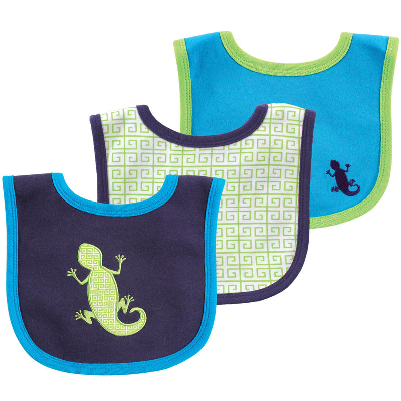 Yoga Sprout Cotton Bibs, Lizard