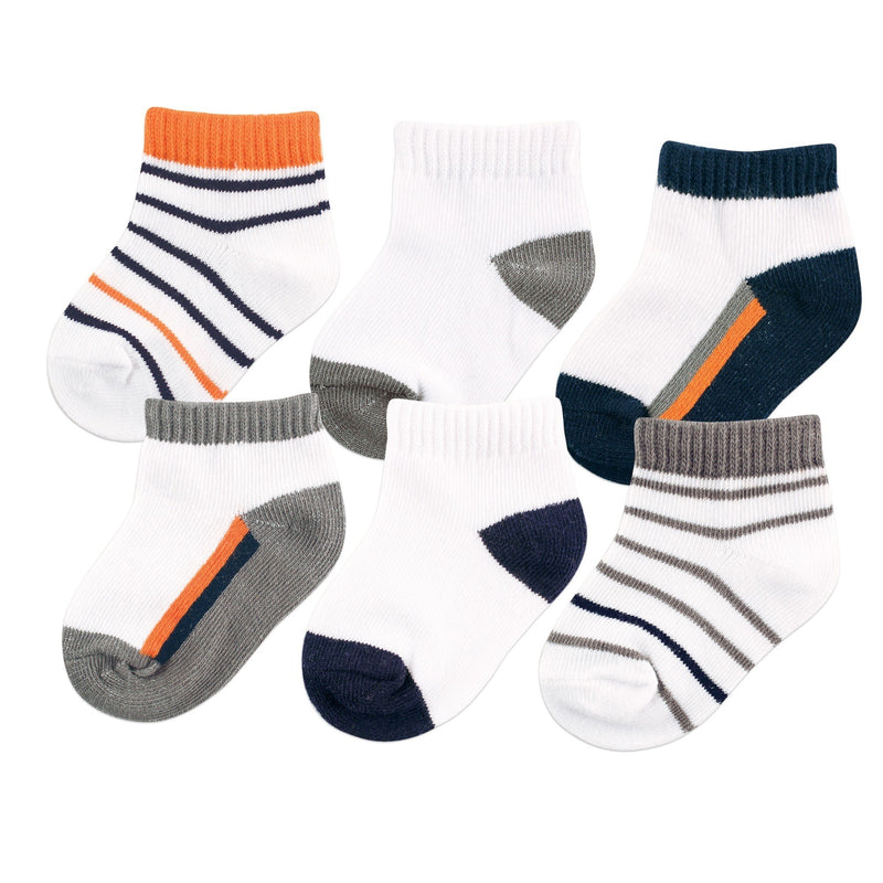Yoga Sprout Socks, Orange Charcoal 6-Pack