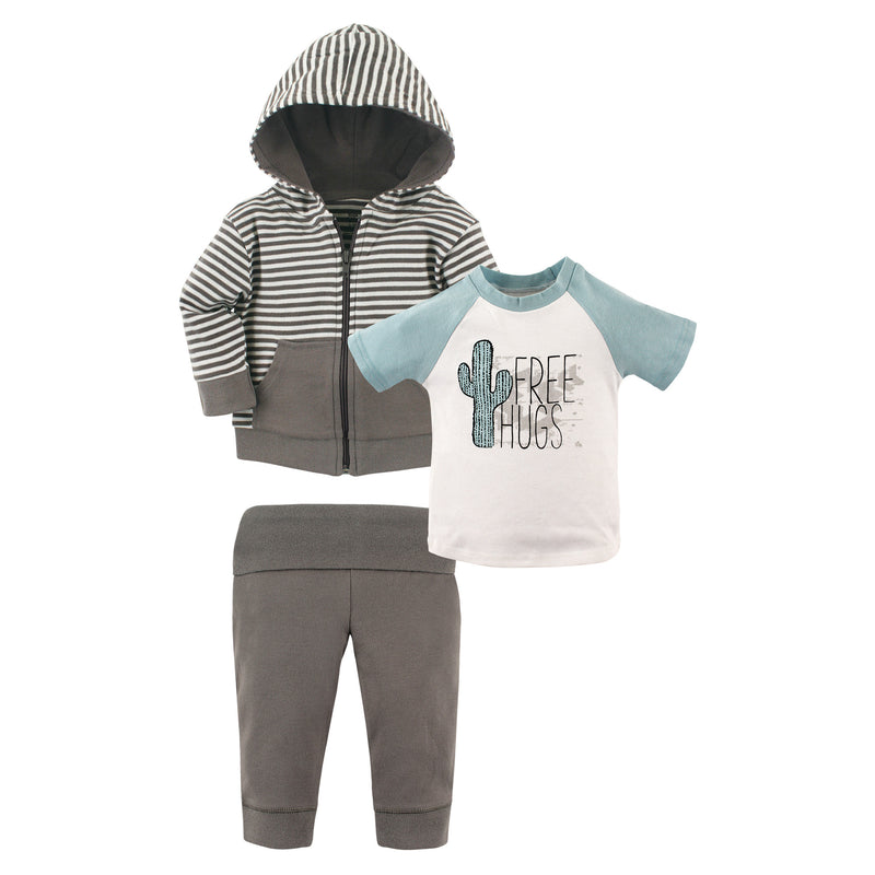 Yoga Sprout Cotton Hoodie, Bodysuit or Tee Top, and Pant, Free Hugs Toddler