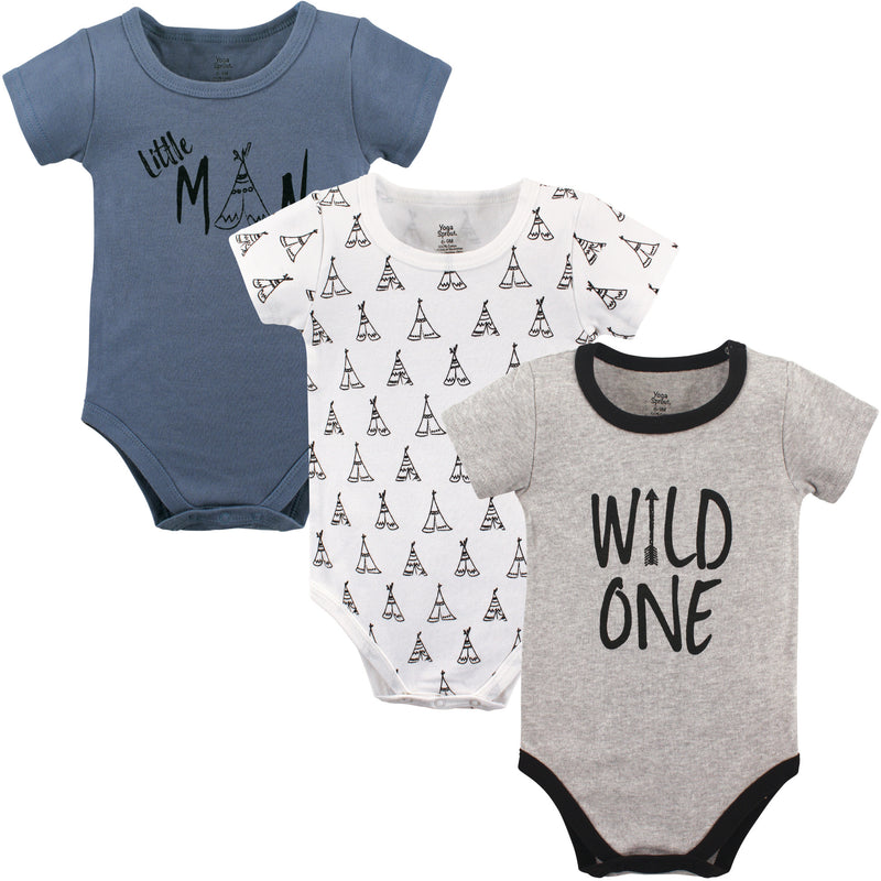 Yoga Sprout Cotton Bodysuits, Wild One 3-Pack