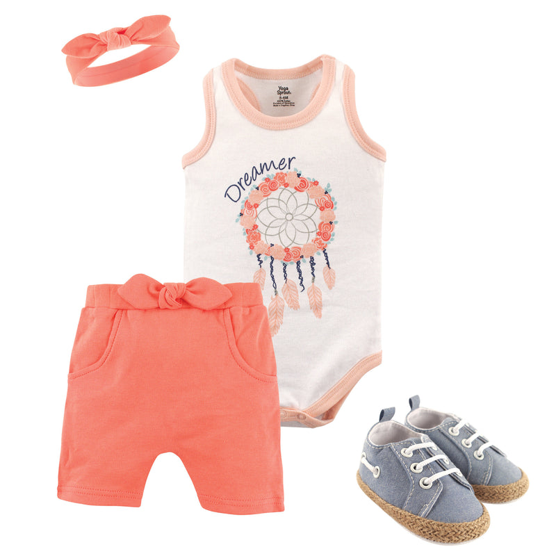 Yoga Sprout Cotton Layette and Shoe Set, Dream Catcher