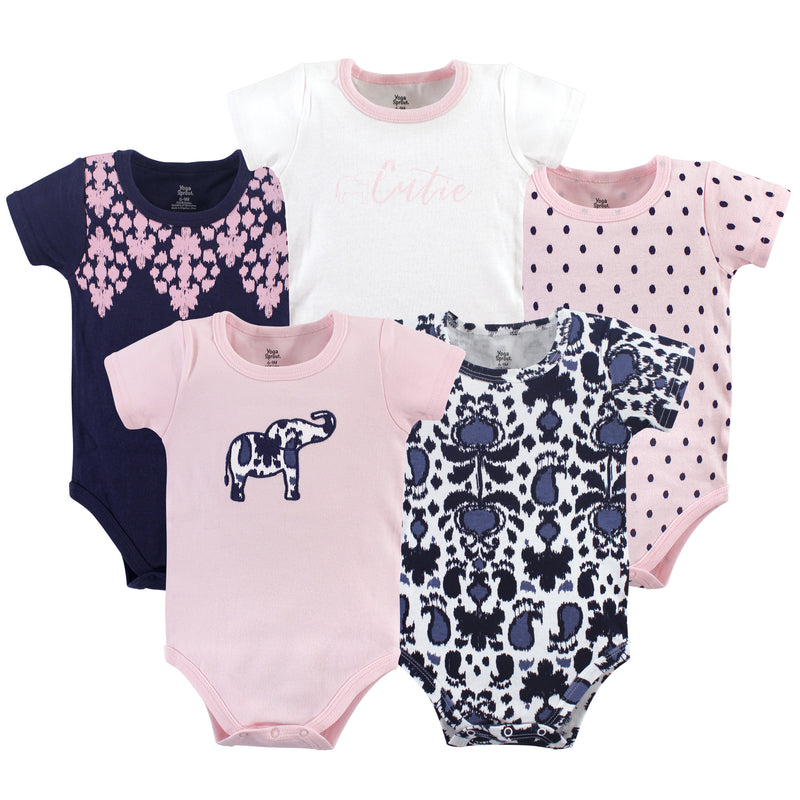 Yoga Sprout Cotton Bodysuits, Ikat Elephant