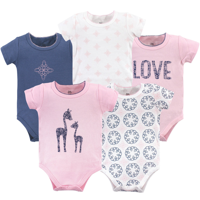 Yoga Sprout Cotton Bodysuits, Whimsical Giraffe