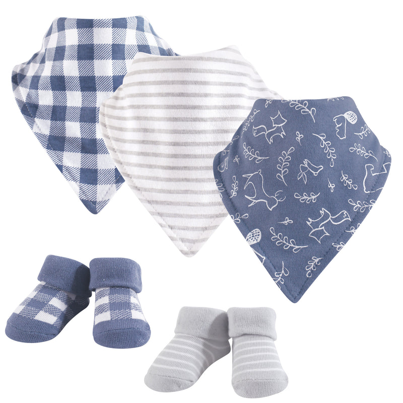Yoga Sprout Cotton Bandana Bibs and Socks, Forest