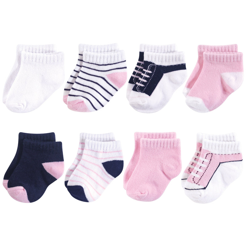 Yoga Sprout Socks, Light Pink Navy