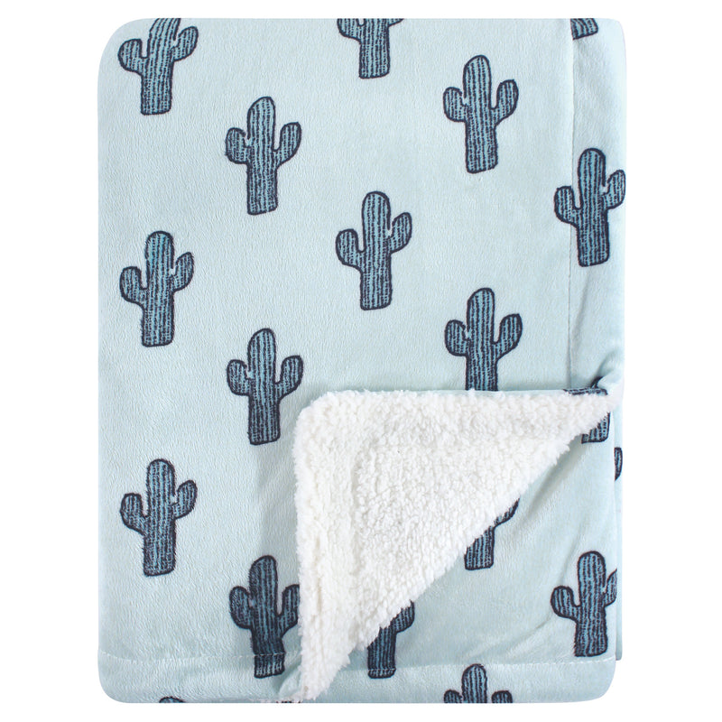 Yoga Sprout Mink and Sherpa Plush Blanket, Cactus